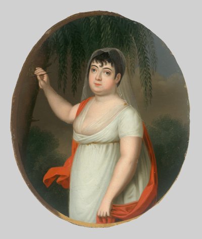 Joven mujer junto al árbol. Anna Katarína Szirmayová, nacida Horváth-Stansith de Josef Czauczik